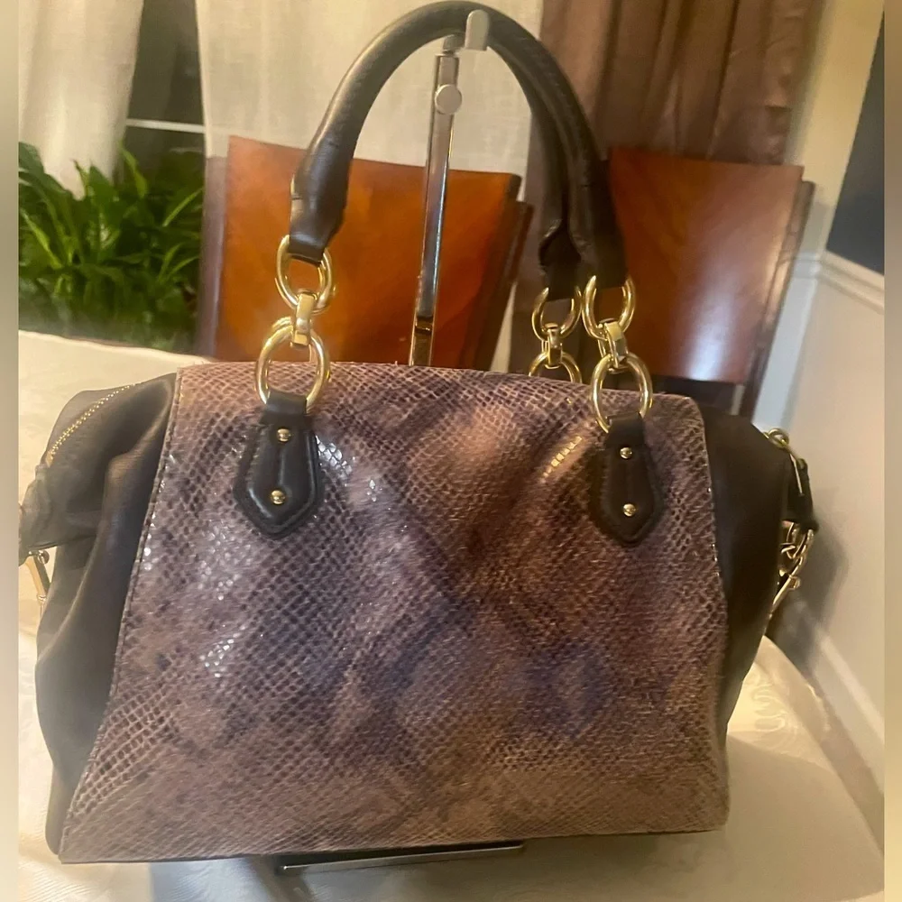 RARE - Coach Collette Two Way Python Graphite purse